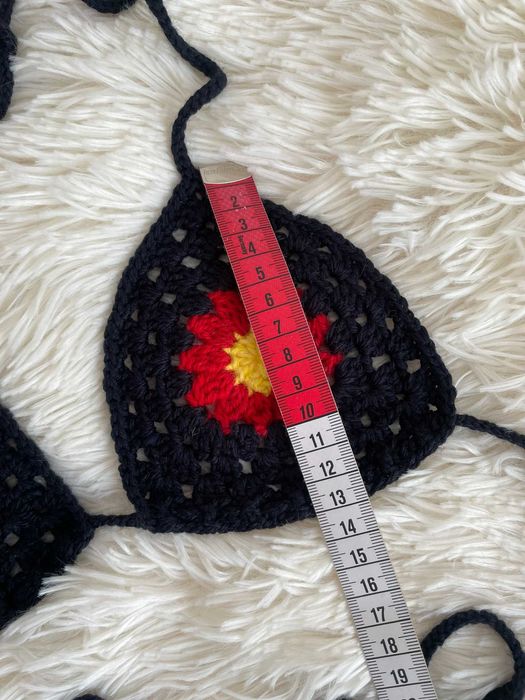 Bikini crop top góra od stroju kąpielowego kwiat szydełko boho S 36 M