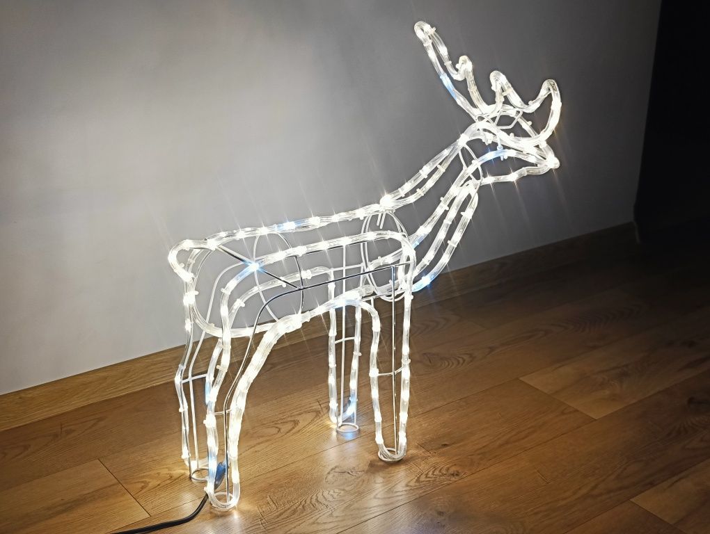 Renifer Led świąteczny świetlny biały ciepły + flash błysk dekoracja
