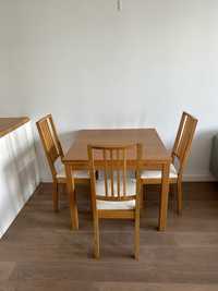 Stół rozkładany Ikea Bjursta i 3 krzesła