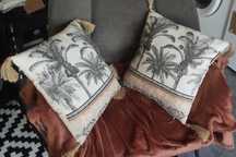 Komplet 2szt poduszka dekoracyjna 40x40 Boho beż chwosty juta jak nowe