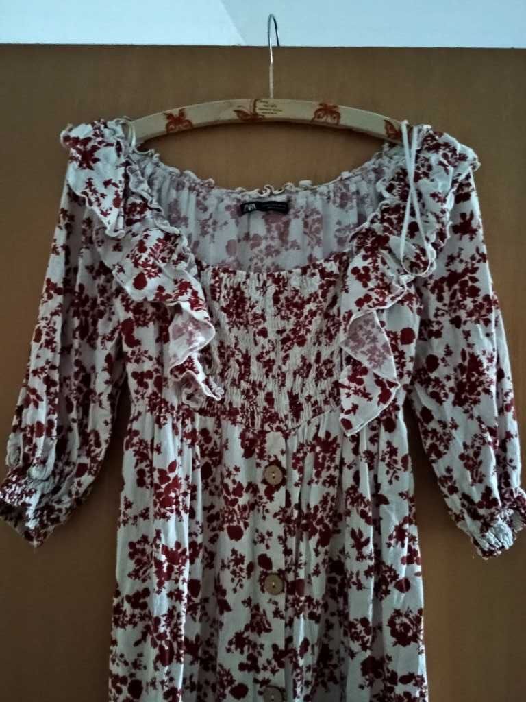 piękna Zara sukienka boho vintage/ XS-M/midi/maxi długa len