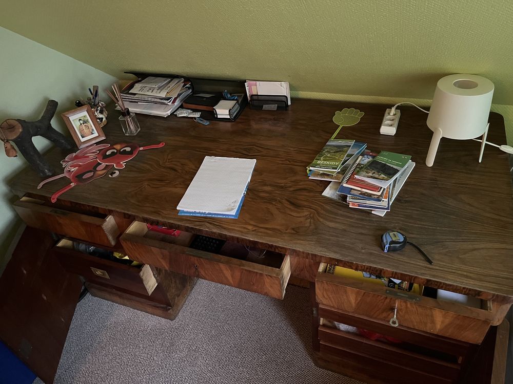 Przedwojenne biurko 180x90cm palisander ok 1930r