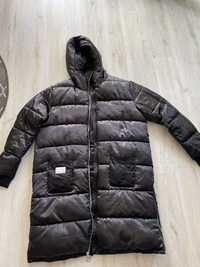 Płaszcz z kapturem męski czarny Zara XL