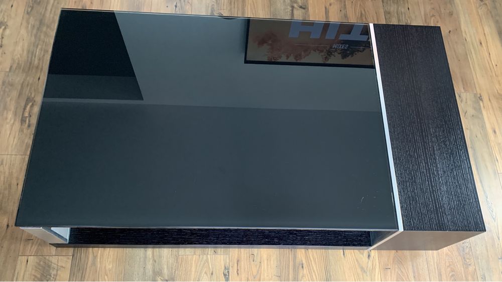 Stół szklany duzy masywny czarny  140x80