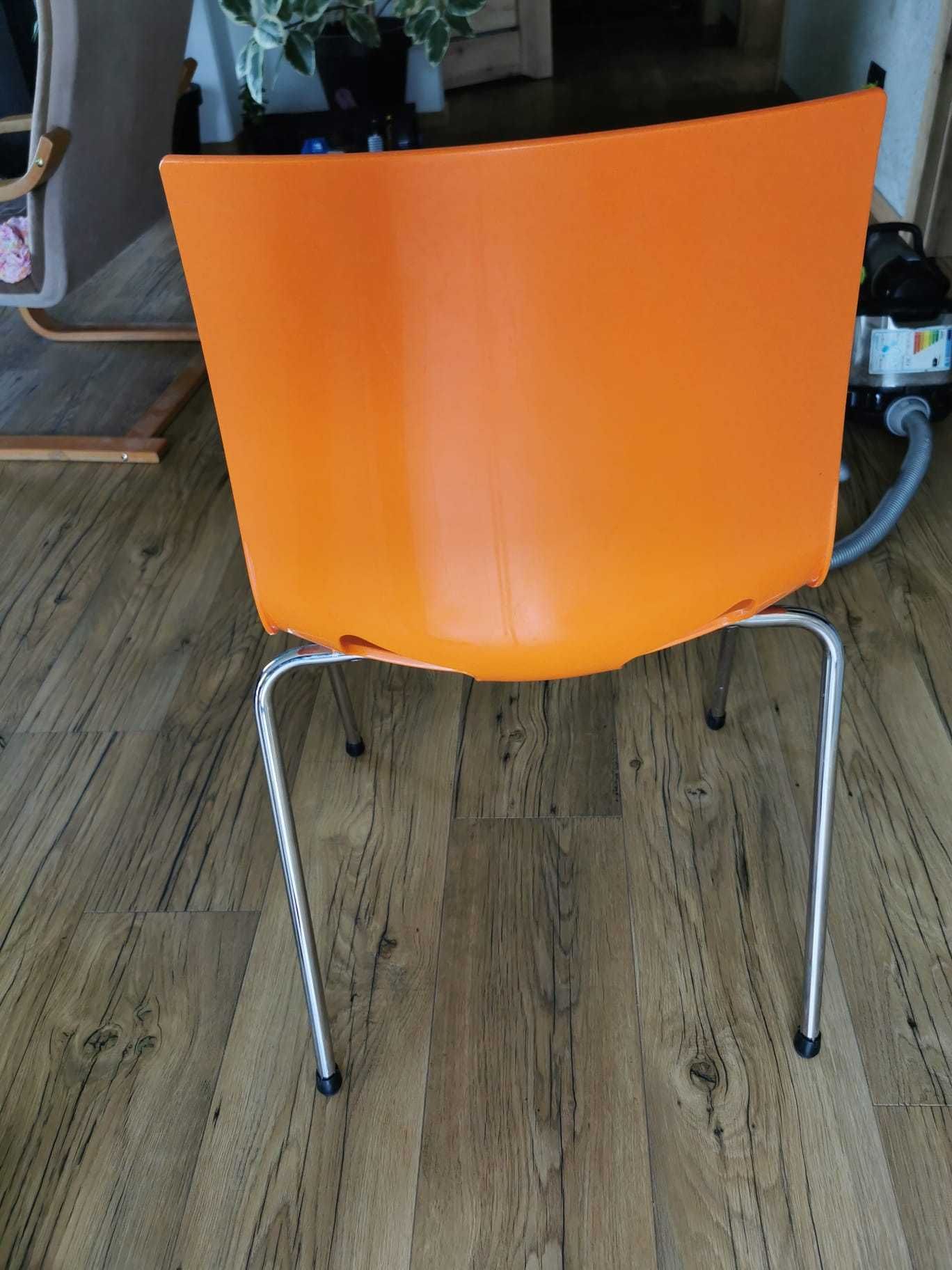 Krzesło FONDO Nowy Styl chromowane nogi Pomarańczowe polipropylen