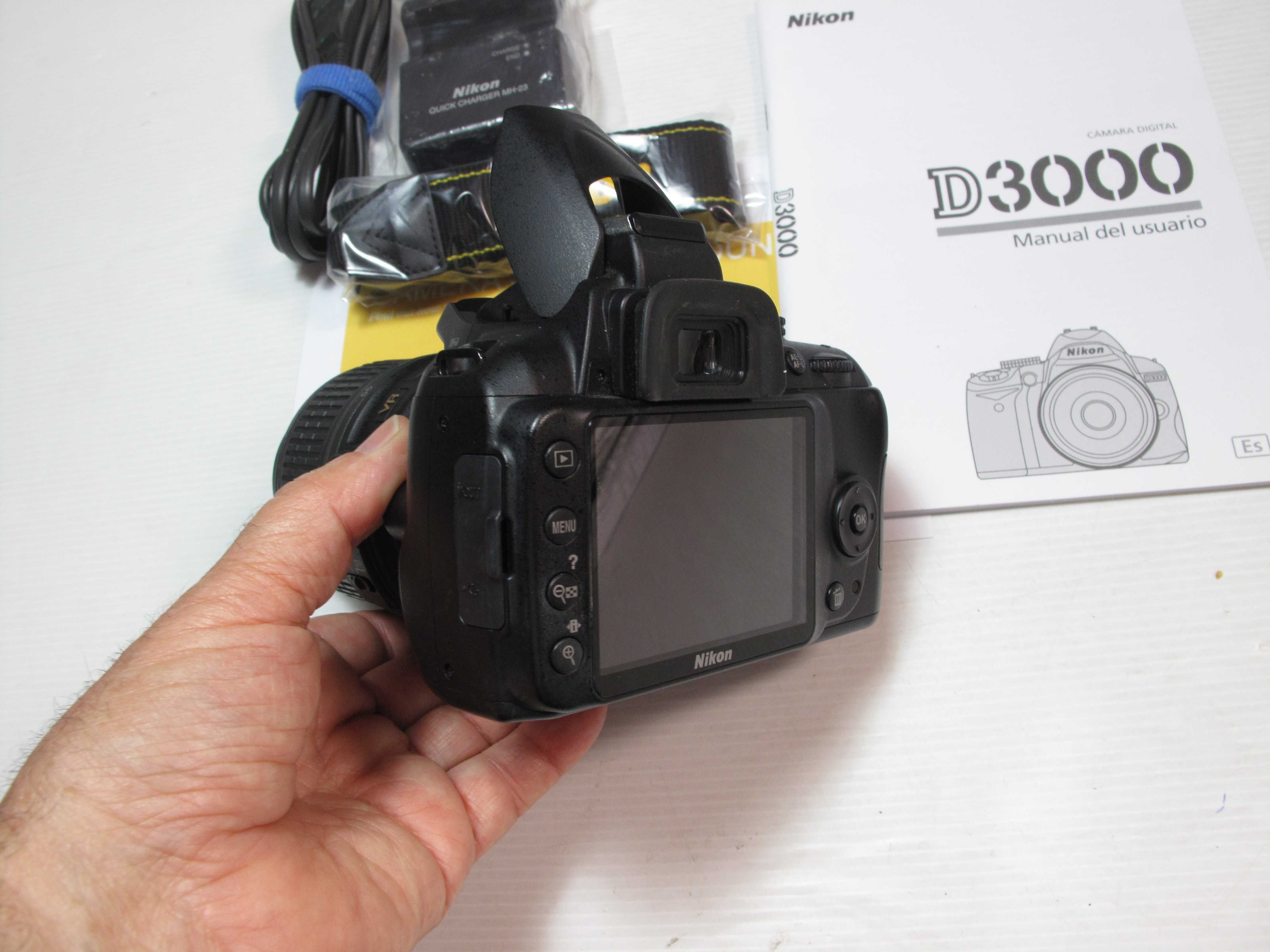 Nikon 3000D + 18-55mm só 5 mil disparos na bolsa com acessórios