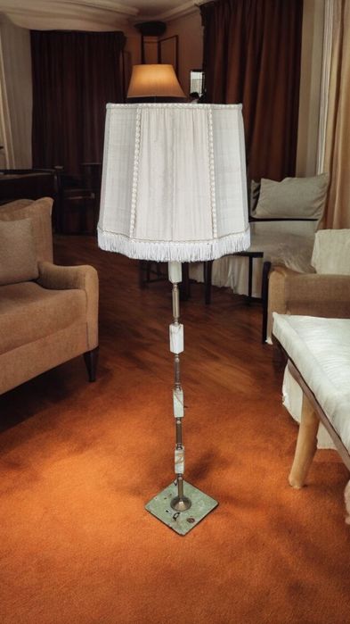 Stara Lampa stojąca z naturalnym onyksem i mosiądzem [Vintage]