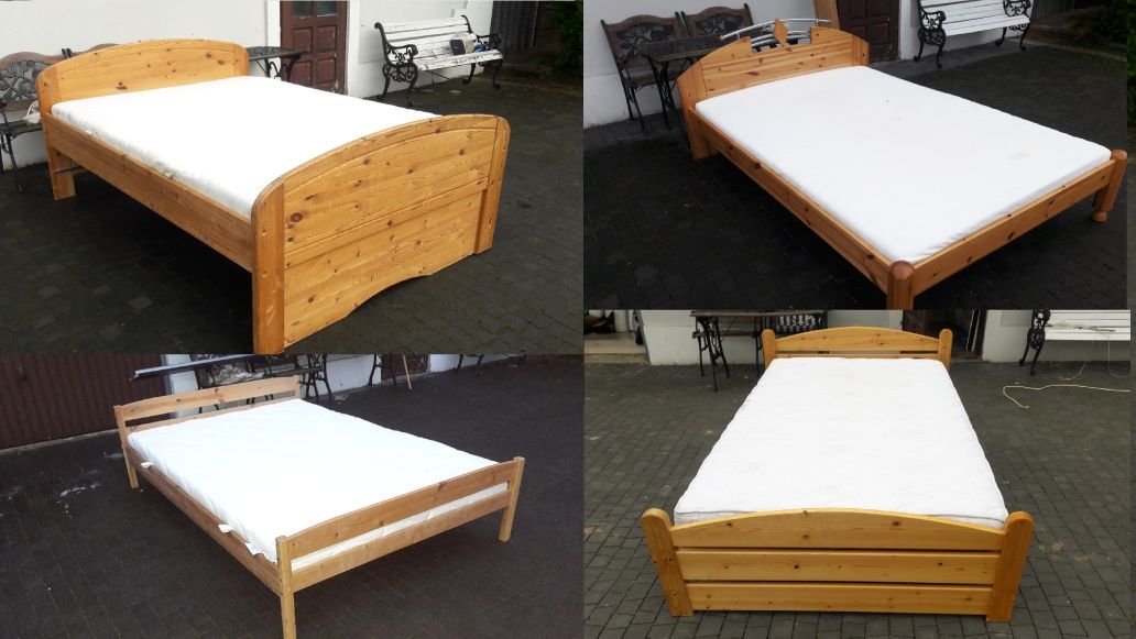 Łóżko drewniane 140x200 z materacem sypialnia