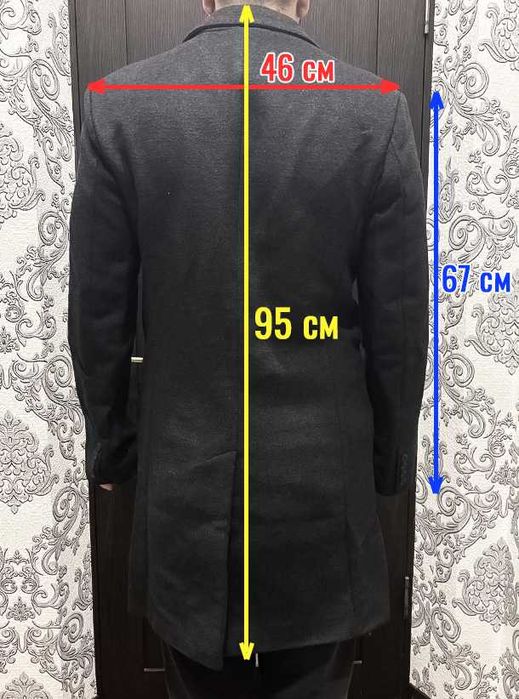 Пальто мужское Appart, серое, шерсть, длинное, осеннее, зимнее, 48