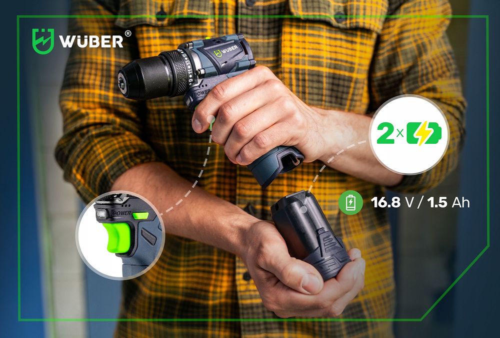 Wiertarko-wkrętarka Akumulatorowa Bezszczotkowa 2xbateria Ładowarka fv