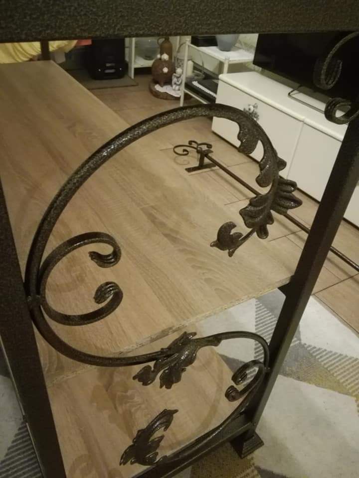 Łóżko kute + szafka pod telewizor ( handmade)