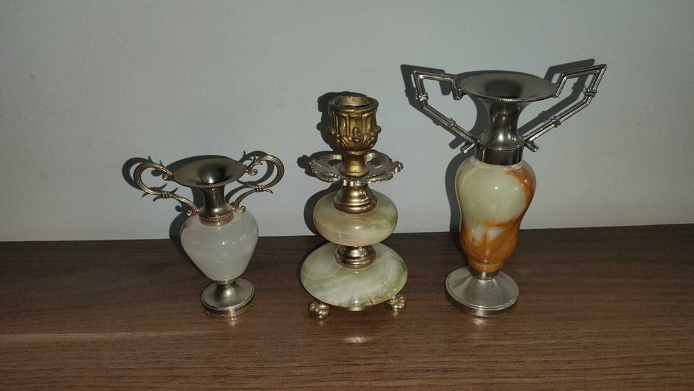 Stary Świecznik + 2 Wazony