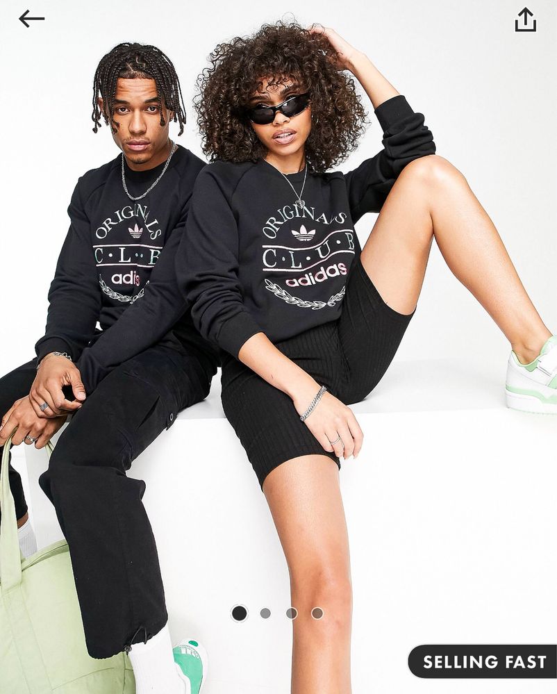 Чёрный свитшот унисекс Adidas новый