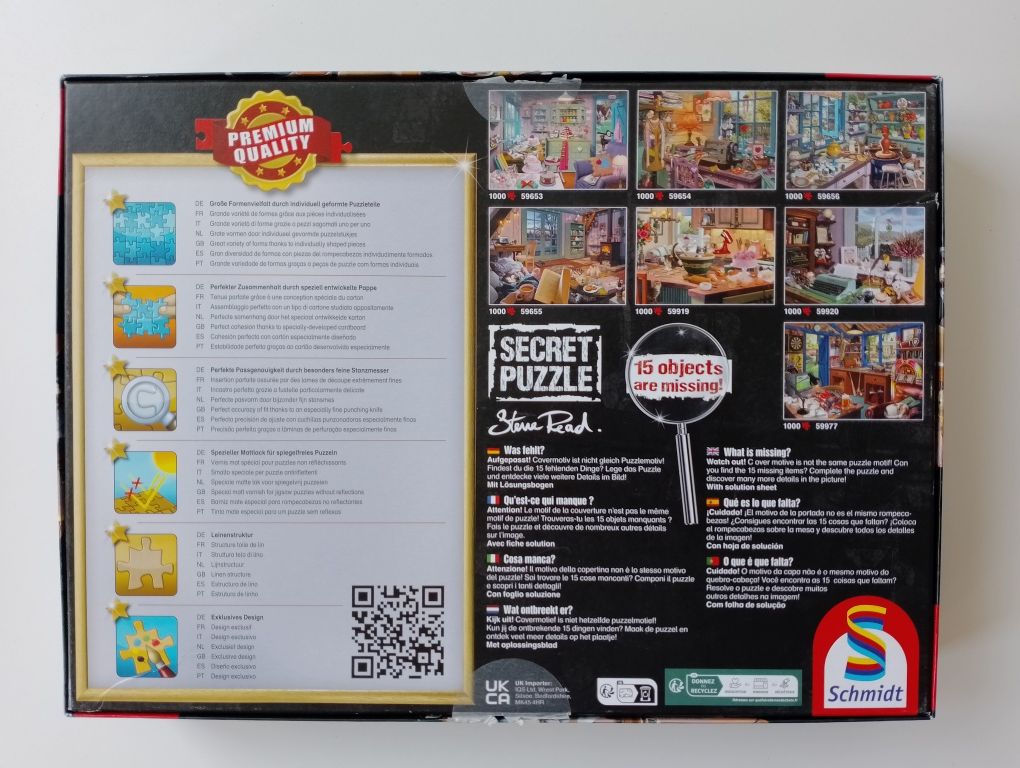 Puzzle Secret 1000 kompletne Schmidt pokój relaksujące