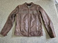 Casaco colete Harley Davidson em pele castanho tamanho S