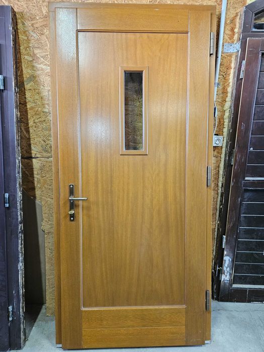 DRZWI Zewnętrzne Mahoniowe Drewniane Wejściowe 108x229cm