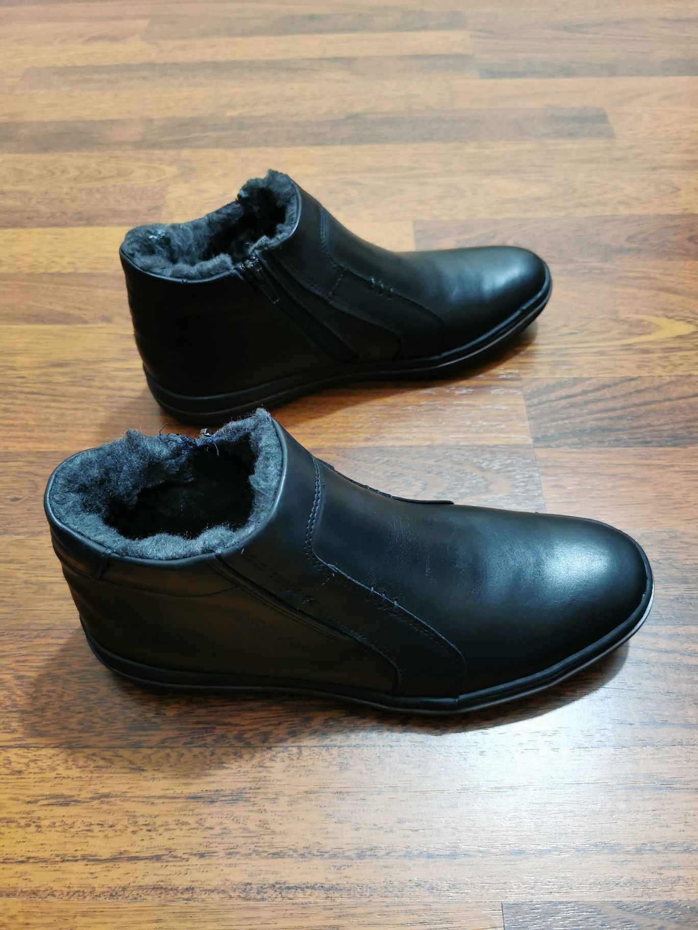 Skórzane Zimowe Buty Męskie Wsuwane Na Zamek