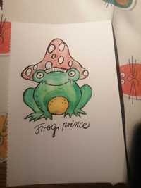 Grafika plakat akwarela żabka frog
