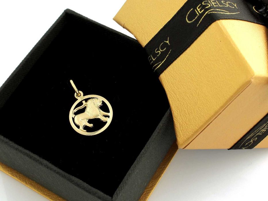 Złota zawieszka znak zodiaku Lew pr585