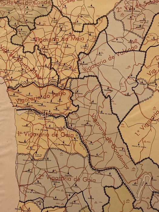 Mapa vintage da regiao do Porto