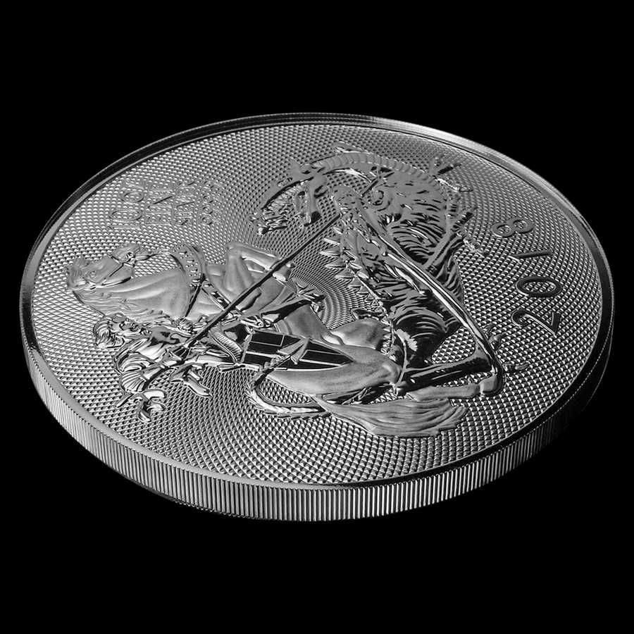 2018 Великобритания, Святой Георгий и дракон, серебро 999, 10 унций
