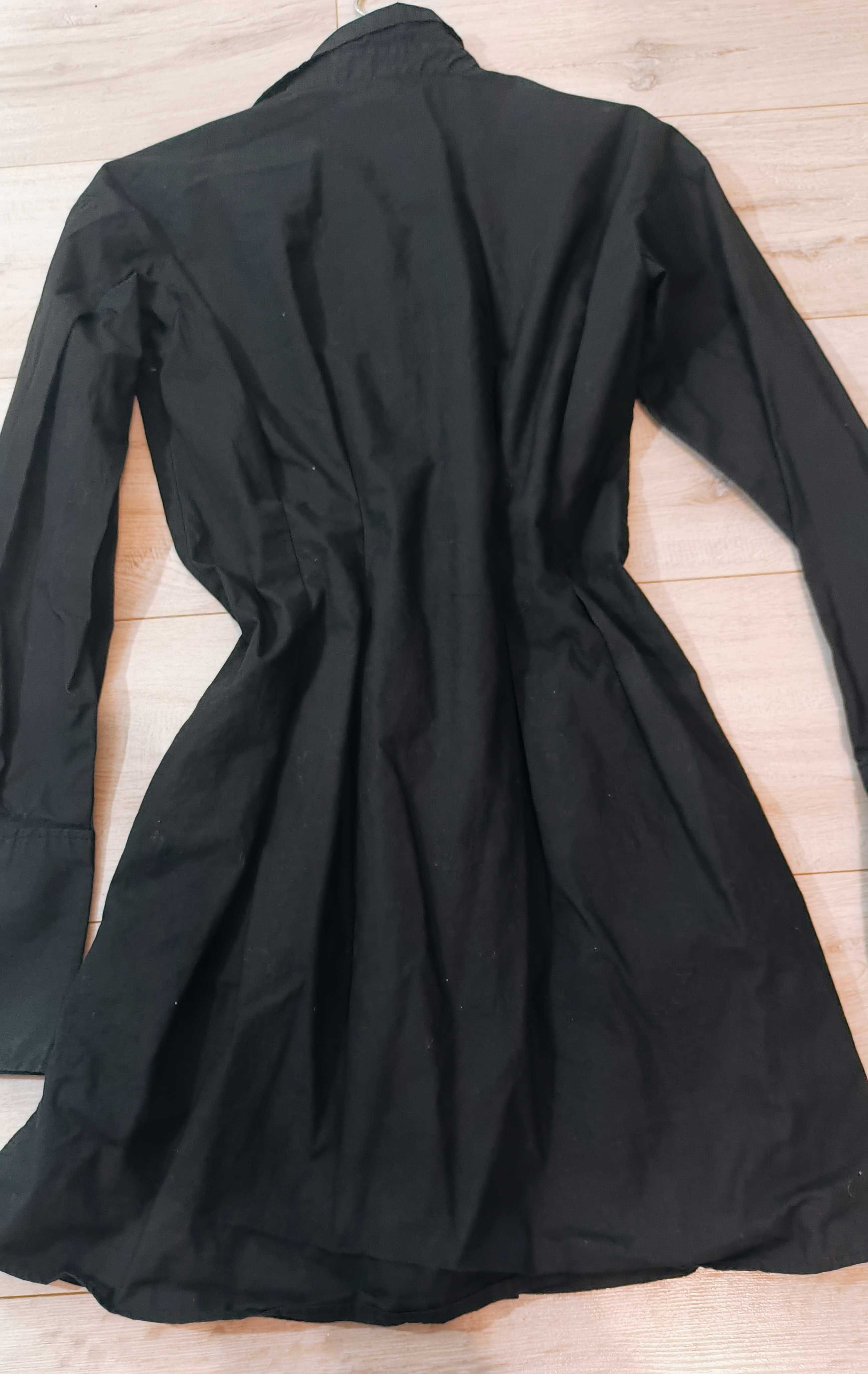 Czarna sukienka koszulowa/tunika, S