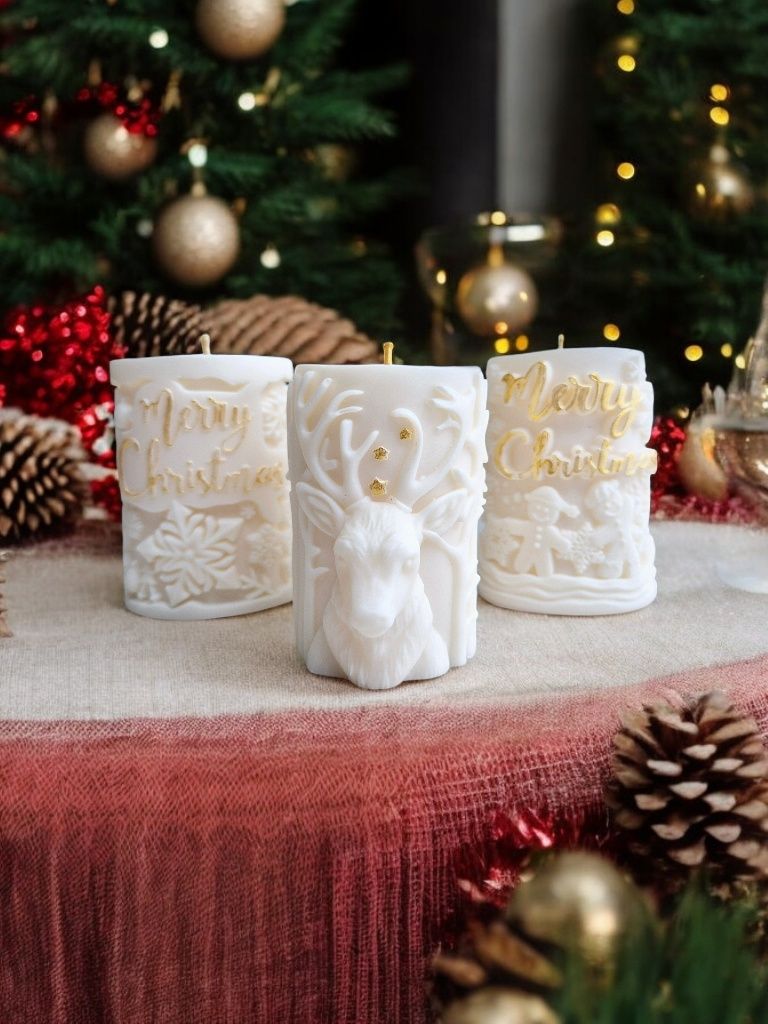 Zestaw 3 świątecznych świec sojowych Christmas świece sojowe świeca so