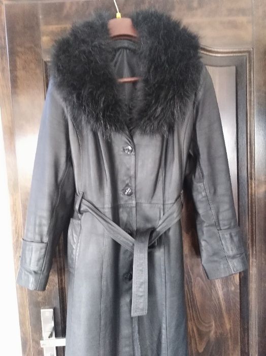 Płaszcz długi skórzany