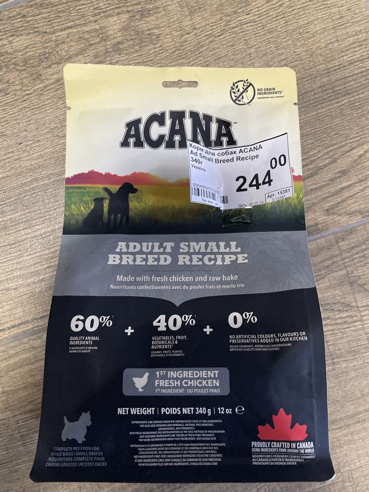 Acana adult small breed recipe на вагу