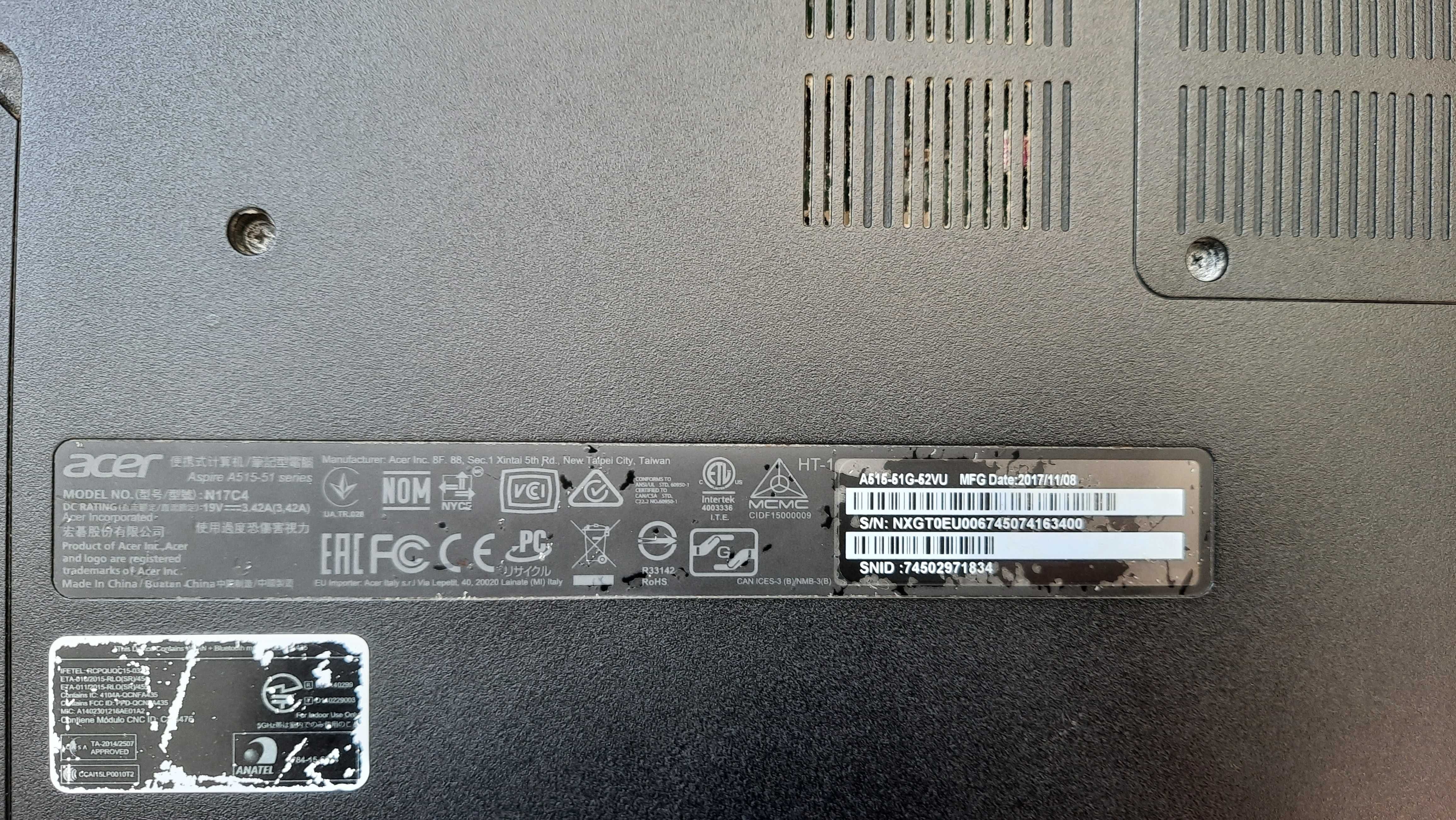 Ноутбук Acer Aspire 5 A515-51G-52VU не рабочий