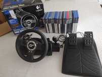 Lote 22 jogos PlayStation PS2 + volante e pedais Logitech