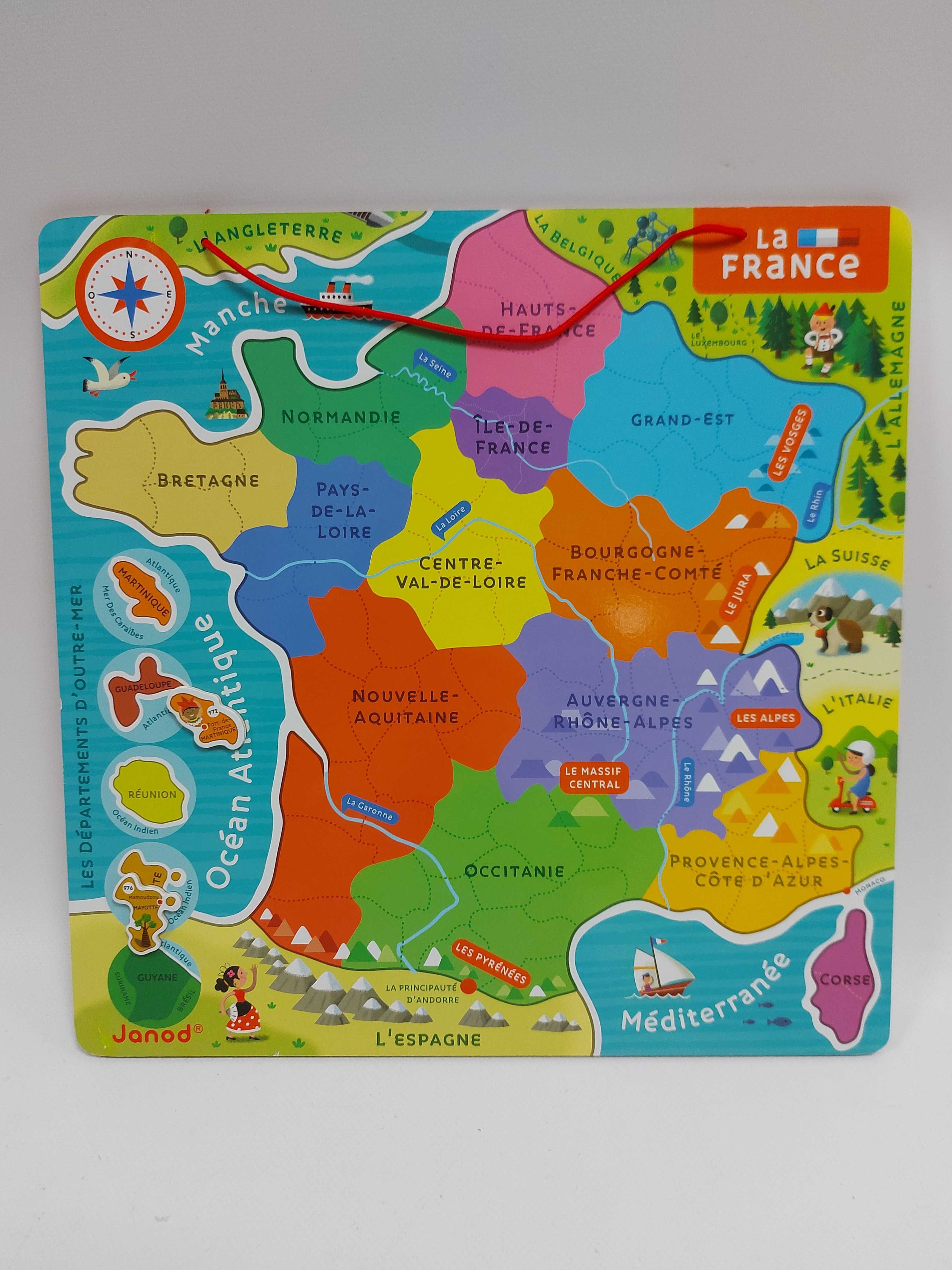 Puzzle magnetyczne Janod 93 elementów Mapa Francji J05480