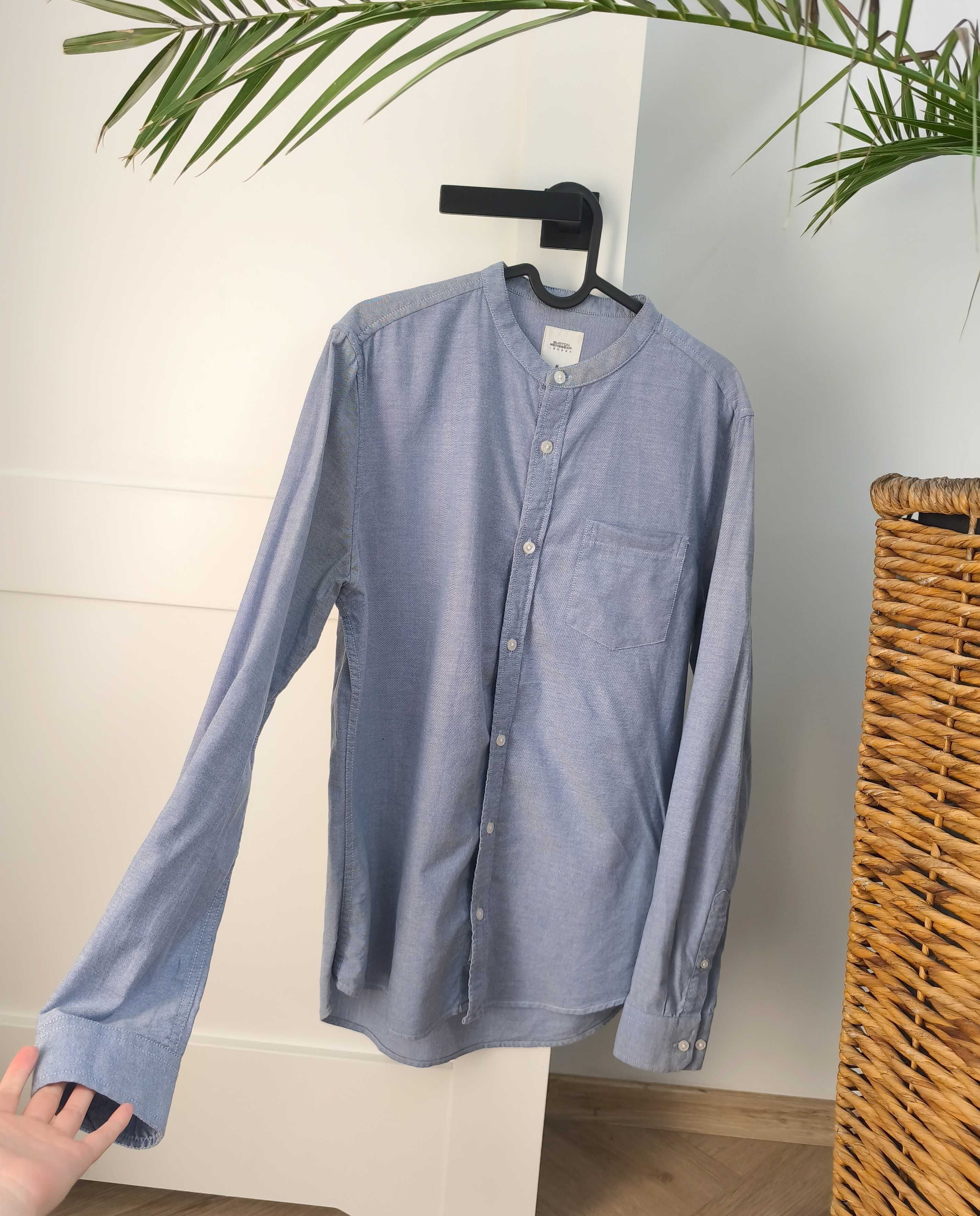 Burton Menswear błękitna koszula ze stójką M casual bawełna