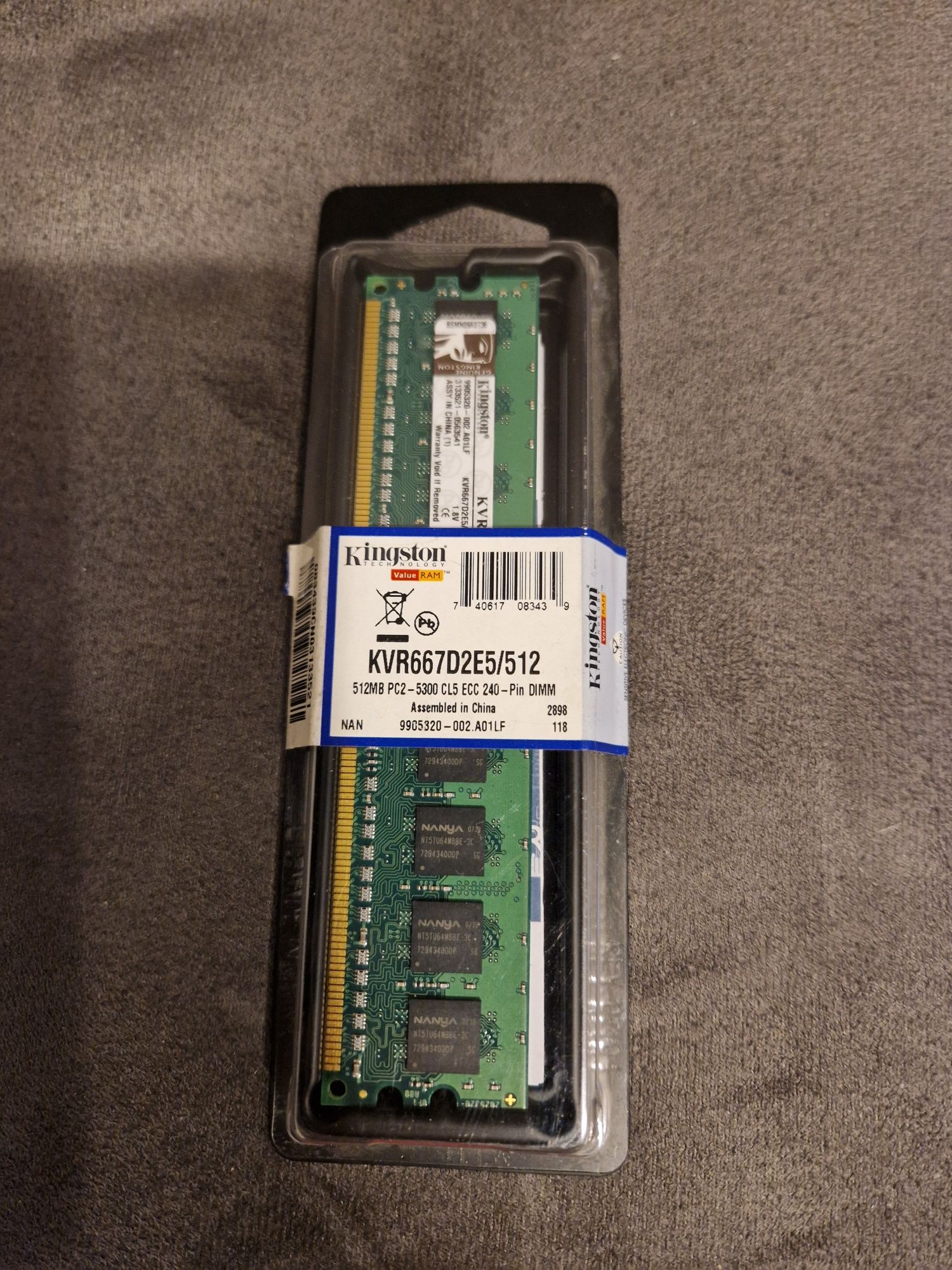 Nowa Pamiec Ram Kingston 512mb dimm pc2 ddr