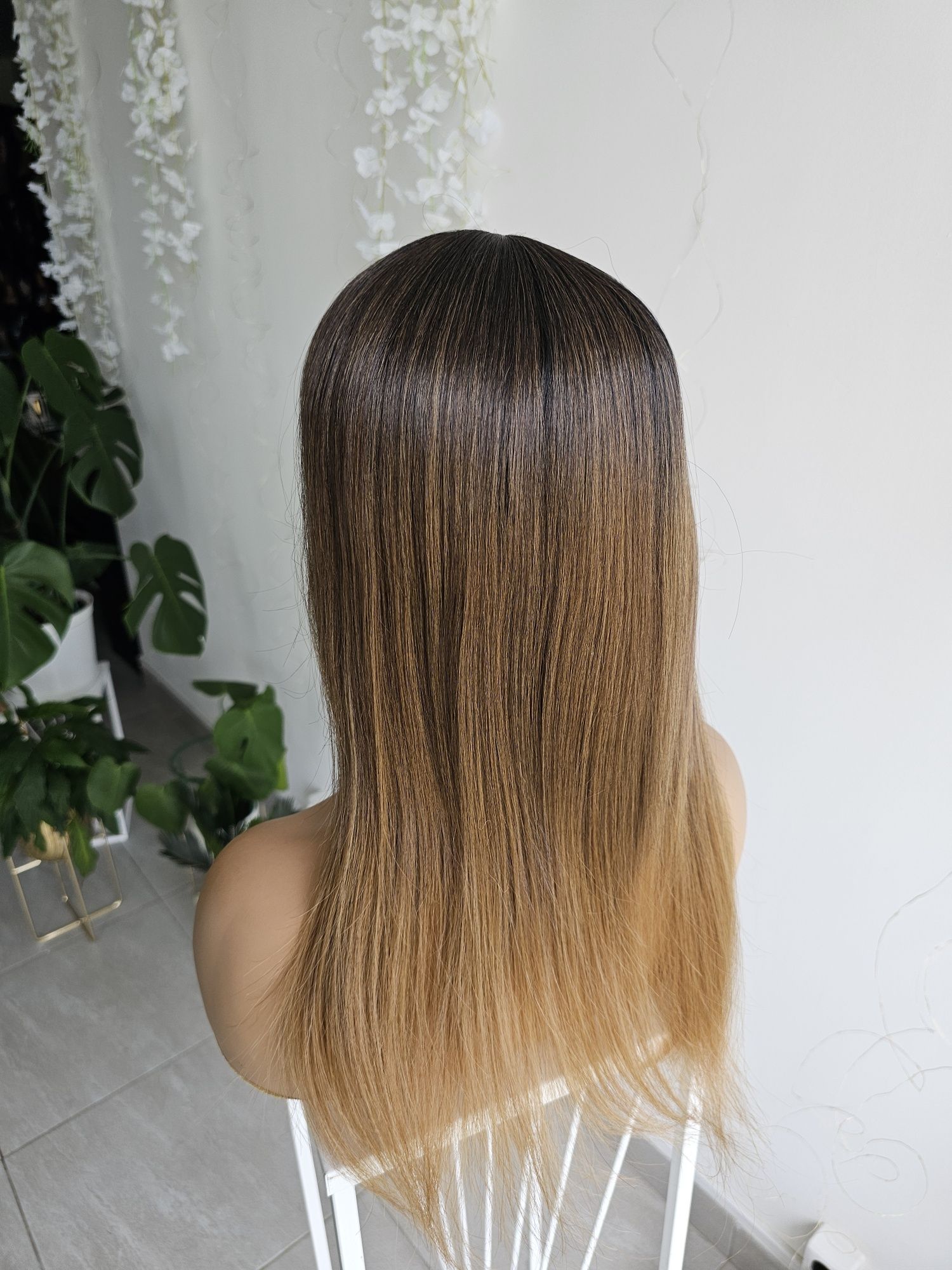 Basia topper tupet ombre brąz 50 cm naturalny efekt zagęszczenie