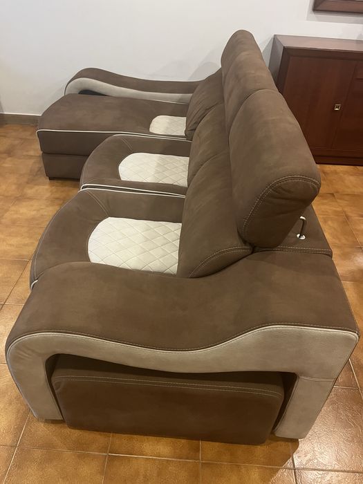 “Sofá com Chaise Direita – 2,90m | Castanho/Bege | 850€”