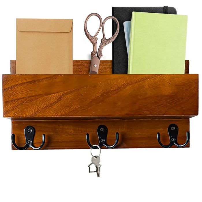 Вішак, ключниця, полиця органайзер дерев'яний в передпокій
