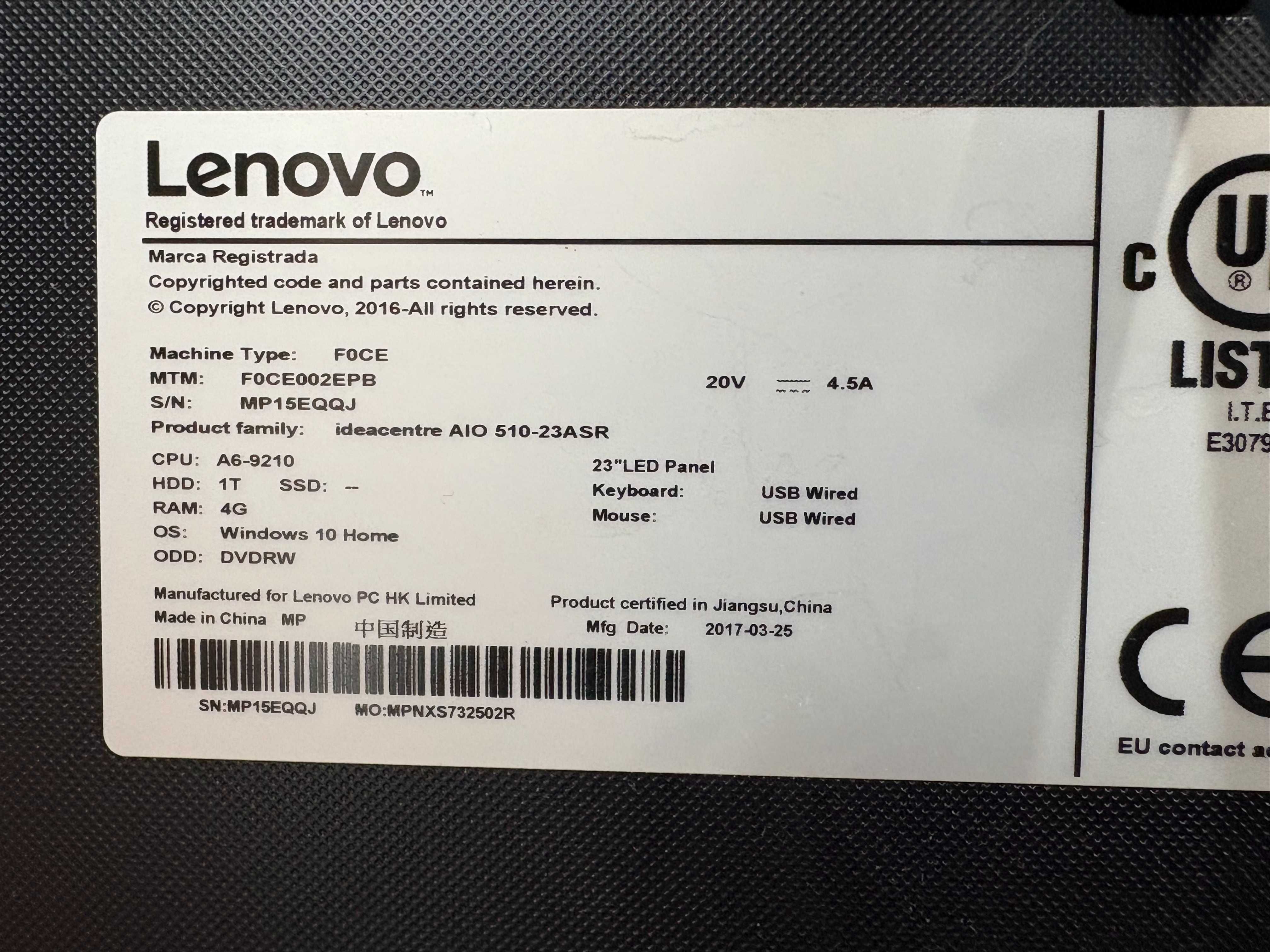 Komputer AIO Lenovo Ideacentre 510-23 A6-9210 TUNING