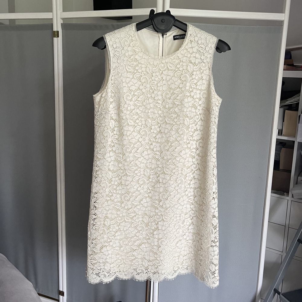 Koronkowa sukienka Dolce&Gabbana rozm 44(IT) 38(PL) biała beżowa off w