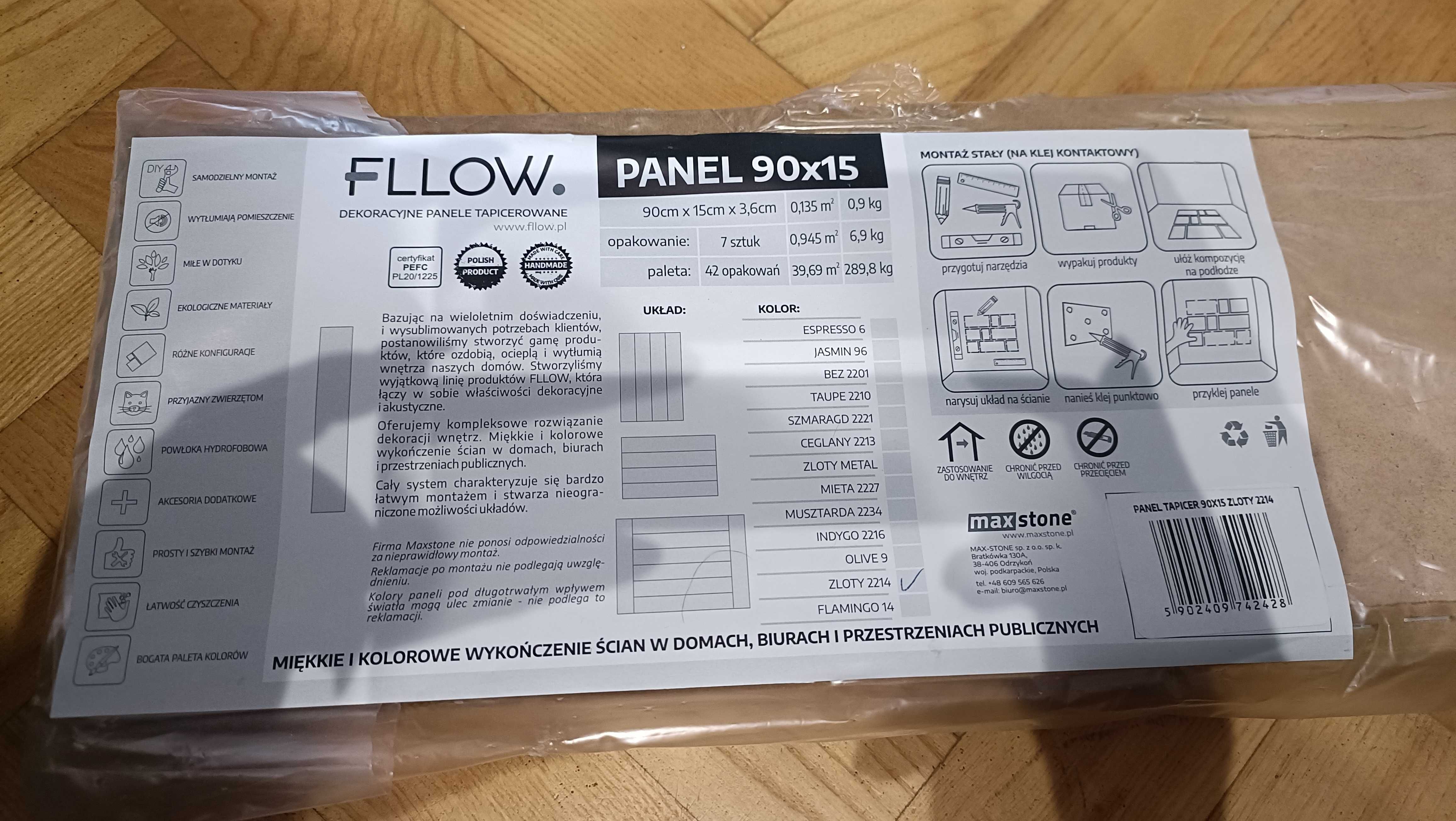 Panel tapicerowany 90x15 (łącznie 9 szt. )