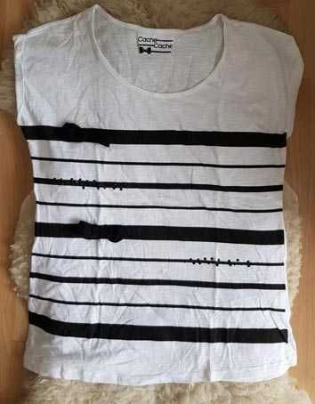 Bluzka damska biała w paski kokardki r 40