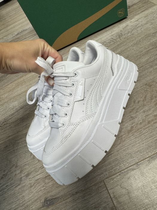 Кожанные кроссовки puma mayze stack. размер 36