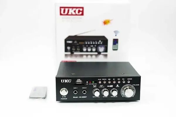 Підсилювач звуку UKC AK-688BT двоканальний з FM-радіо та US 30W, 9489
