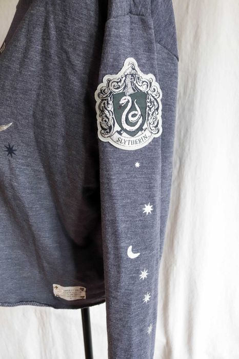 Тепла кофта на дівчинку худі оверсайз S коротке Гаррі Поттер Слизерин