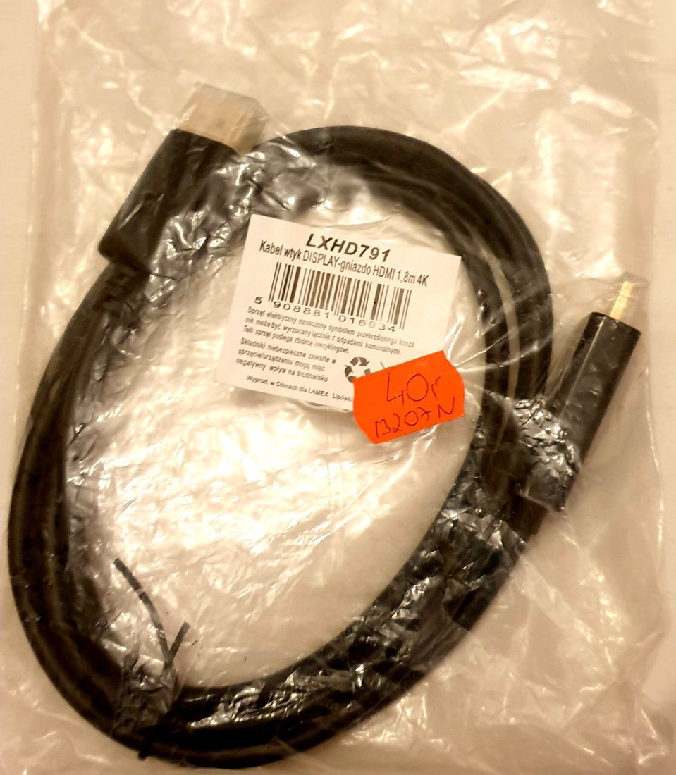 Kabel wtyk Display - gniazdo HDMI 180 cm