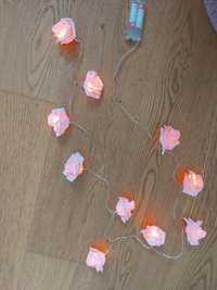 Lampki LED różowe róże