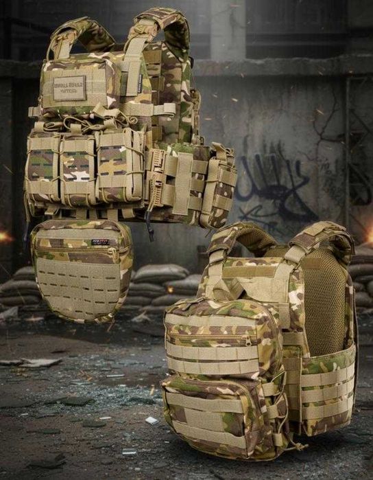 Плитоноска мультикам 4 точки з рюкзаком,Розвантажувальний жилет