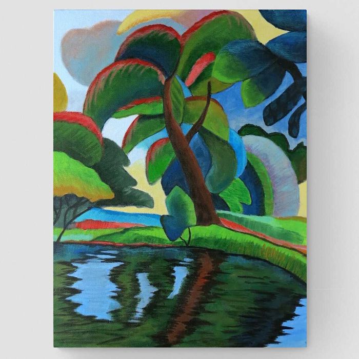 Ręcznie malowany obraz 30x40 abstrakcyjny pejzaż