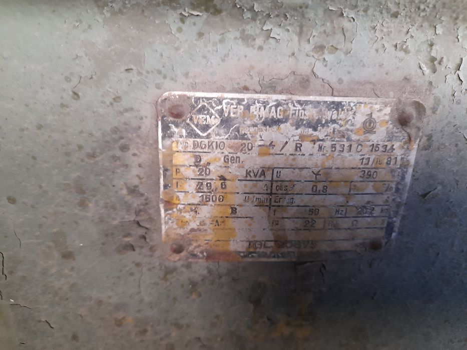 Agregat prądotworczy 20 kVa silnik ifa 4 cylindry sprawny