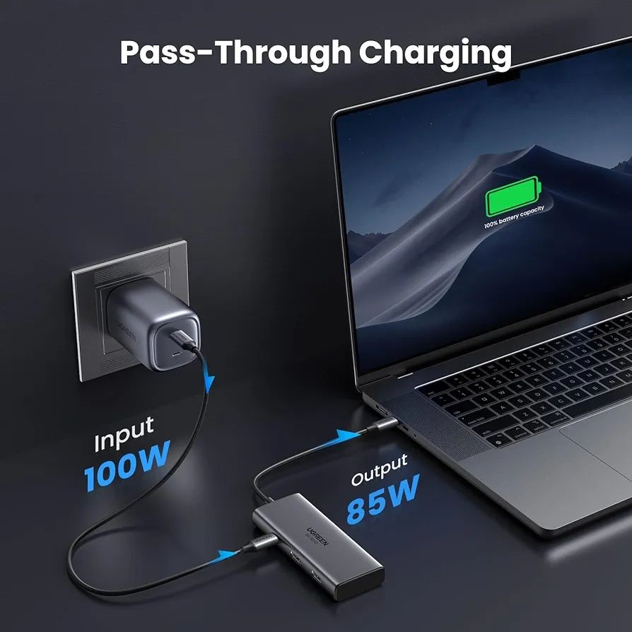 Adapter hub Stacja dokująca ugreen 15852 6 w 1 usb-c 2hdmi 2usb